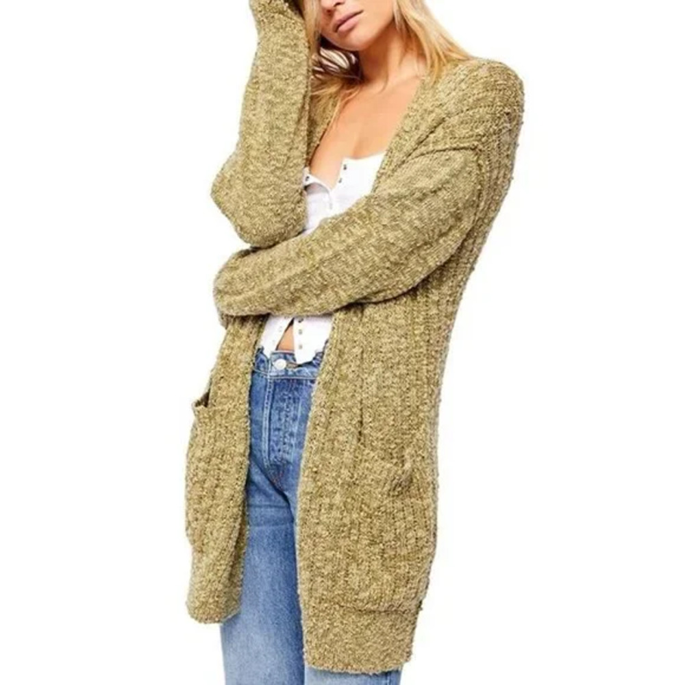 Free People Green Kelp Combo Sunset Drive Oversized Cardigan Sweater Size M